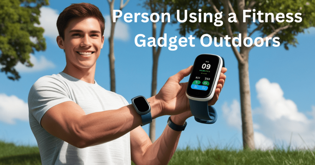 Person Using a Fitness Gadget Outdoors